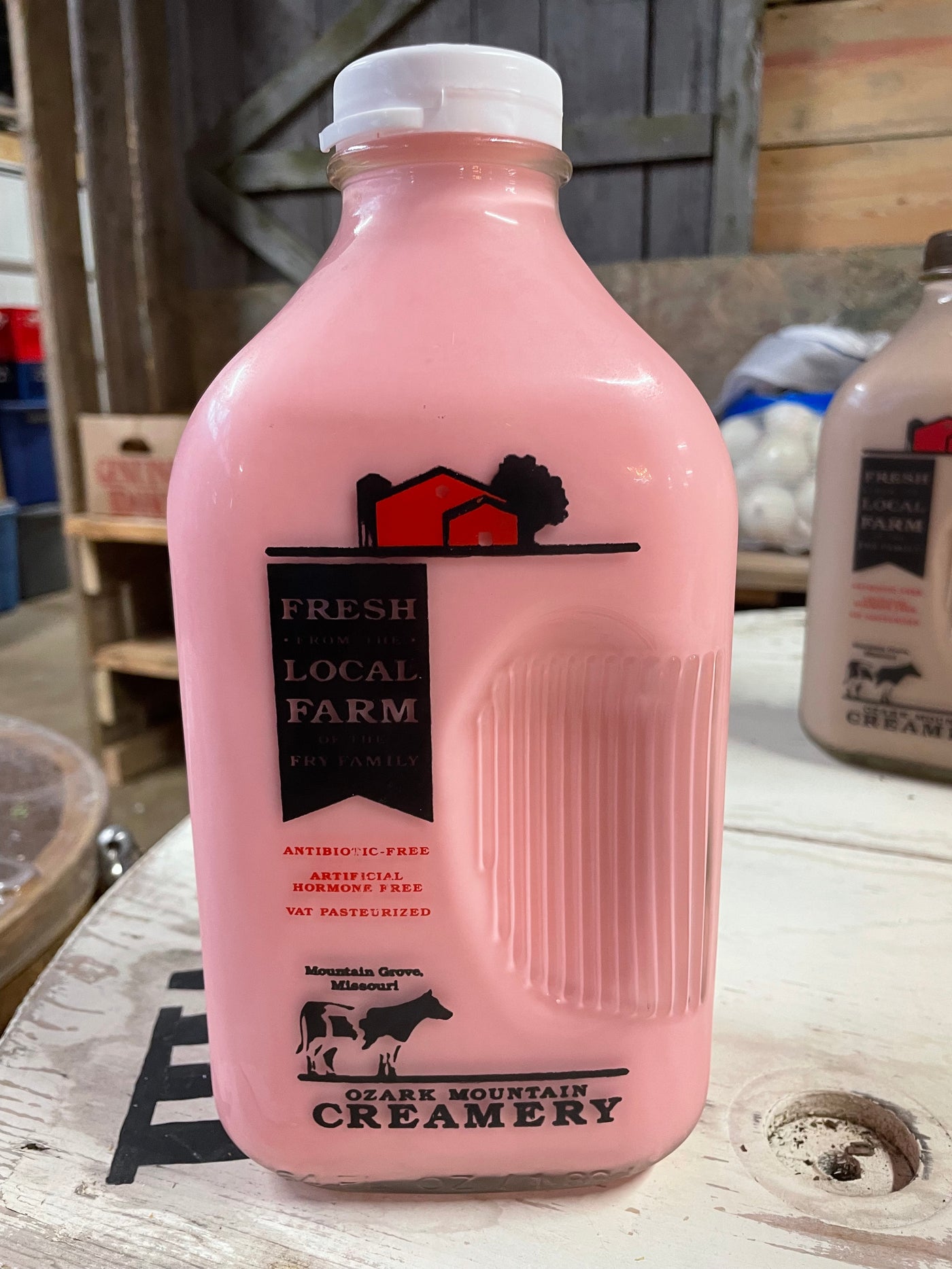 Ozark Mountain Dairy Limited Edition Strawberry Milk - One Half Gallon Glass Bottle